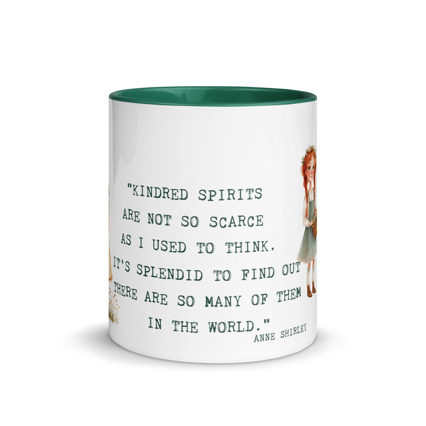 White mug with green interior Anne of Green Gables and Diana