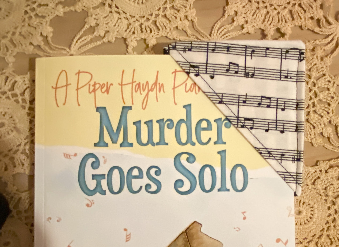 Handmade Corner Bookmark -Music Print Fabric