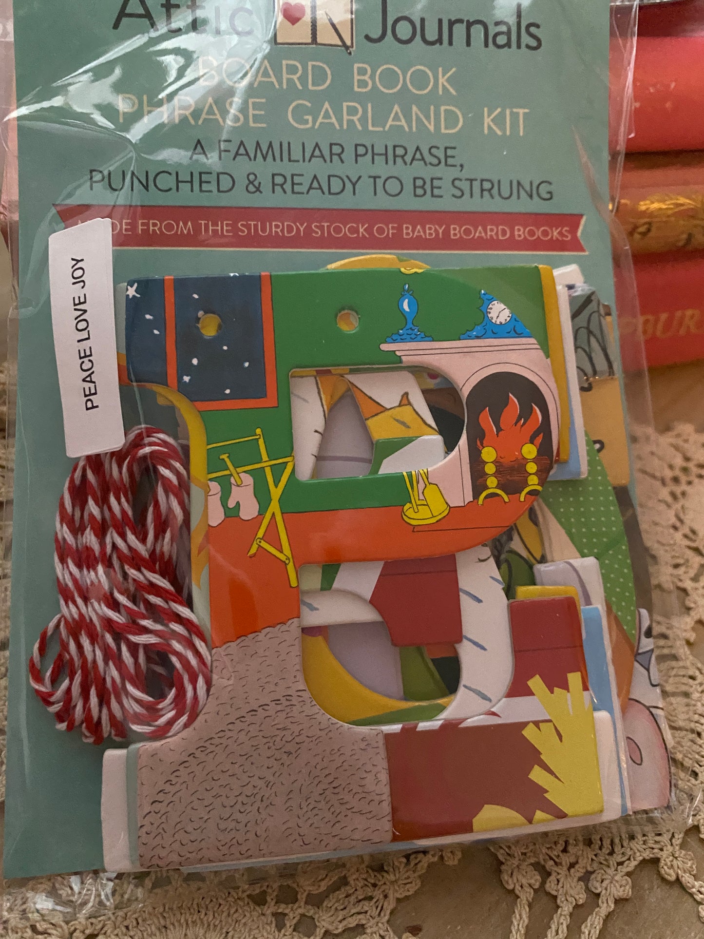 Peace Love Joy Board Book Phrase Garland Kit Homemade Recyled Sustainable