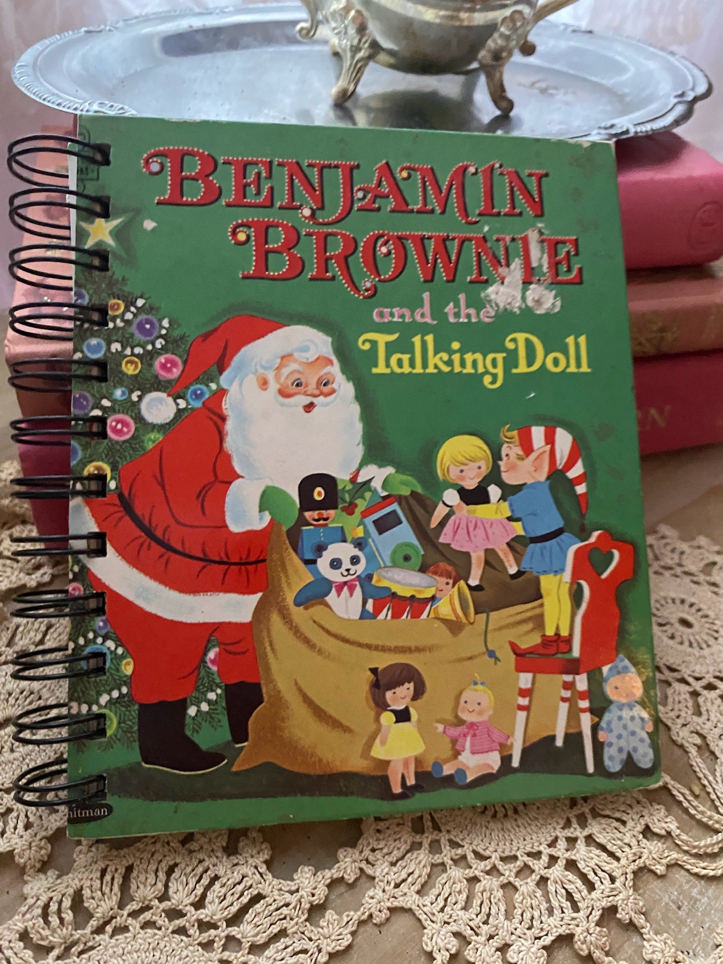 Christmas organizer blank journal upcycled sustainable vintage book