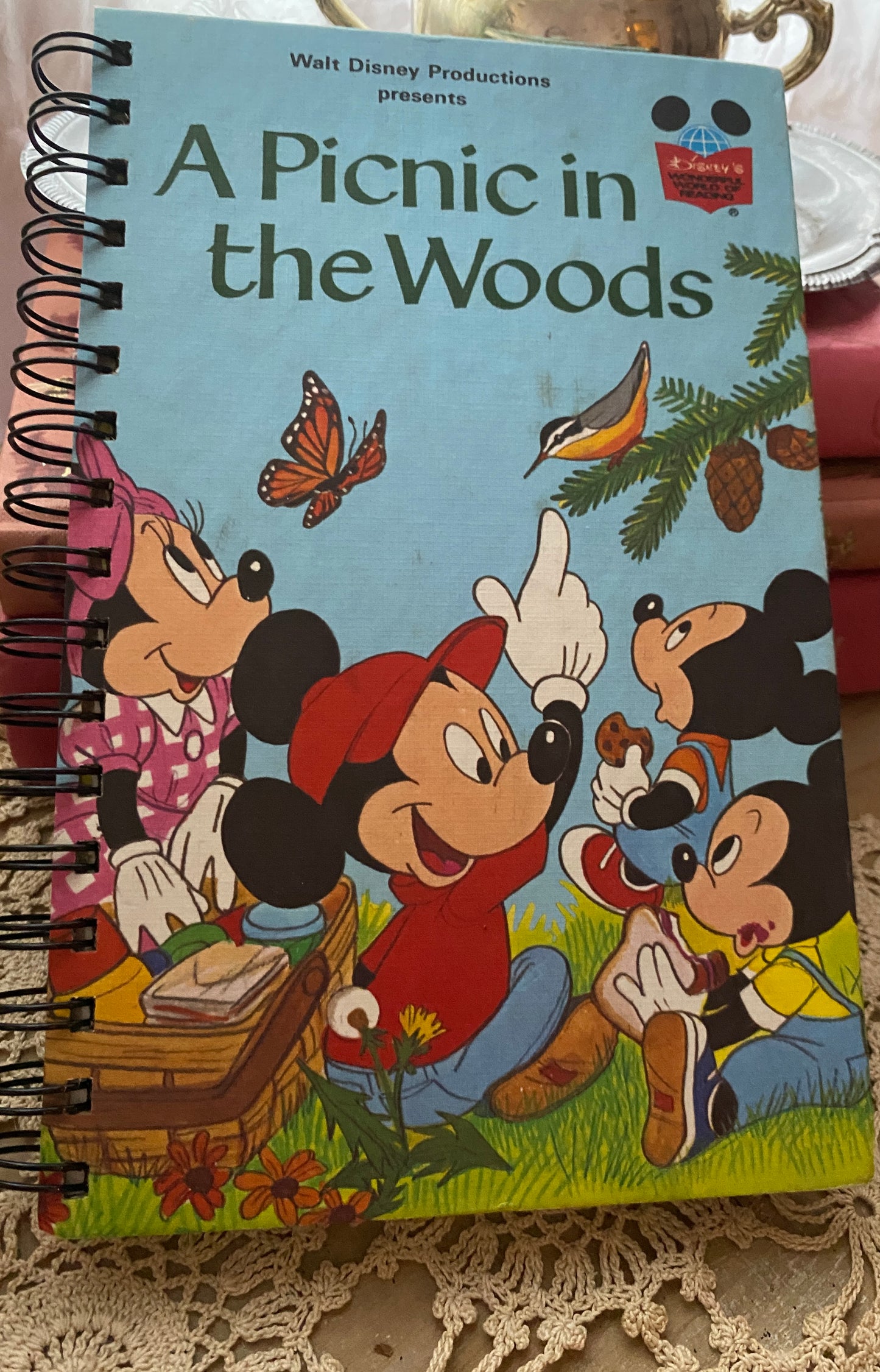Recycled vintage book blank journal notebook sketchbook Mickey Mouse