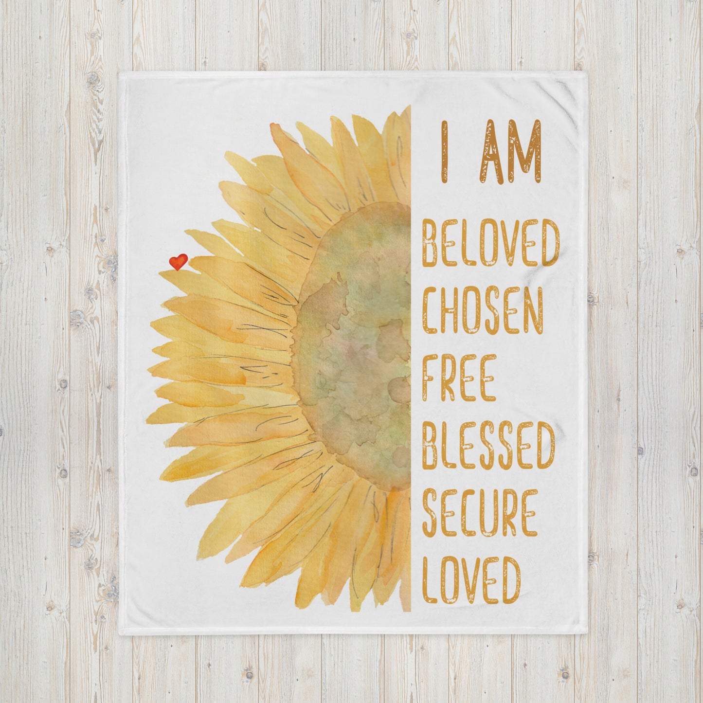 Sunflower Super Soft Throw Inspirational Watercolor Blanket I Am Loved Blessed Secure Free