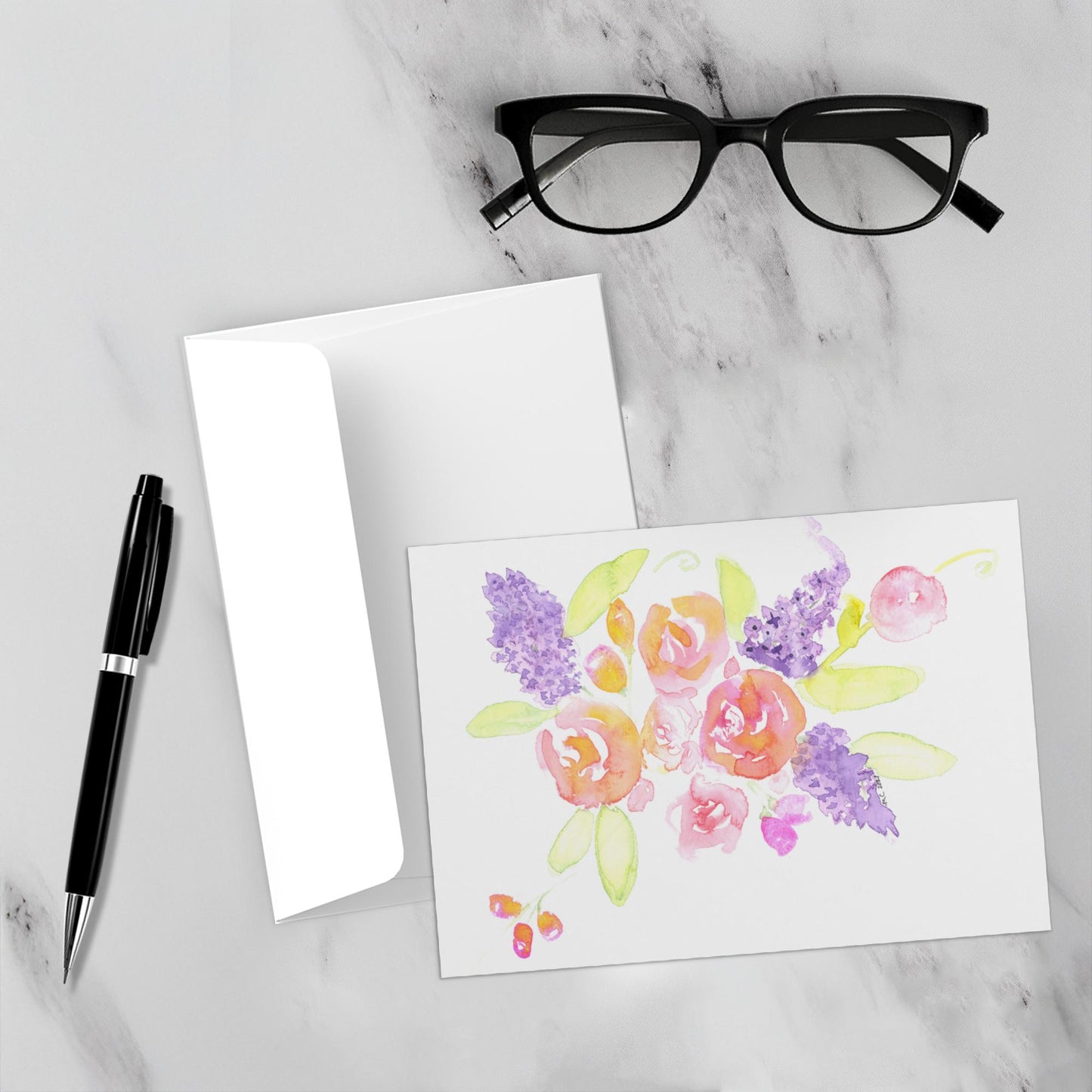 watercolor bouquet floral notecards