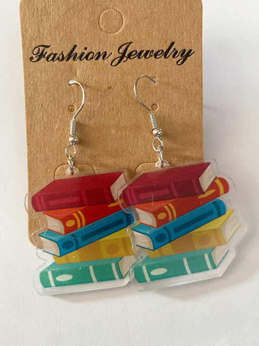 Book Stack Book Lover Drop Earrings