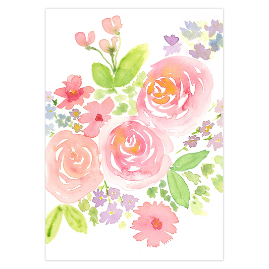 watercolor floral boquet blank notecards