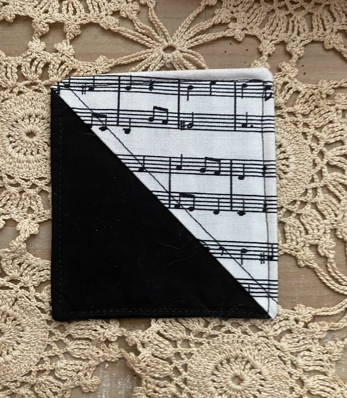 Handmade Corner Bookmark -Music Print Fabric