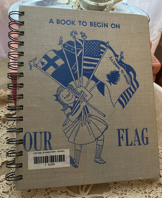 Recycled vintage American flag notebook journal sketchbook 
