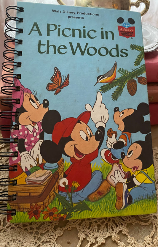 Recycled vintage book blank journal notebook sketchbook Mickey Mouse 