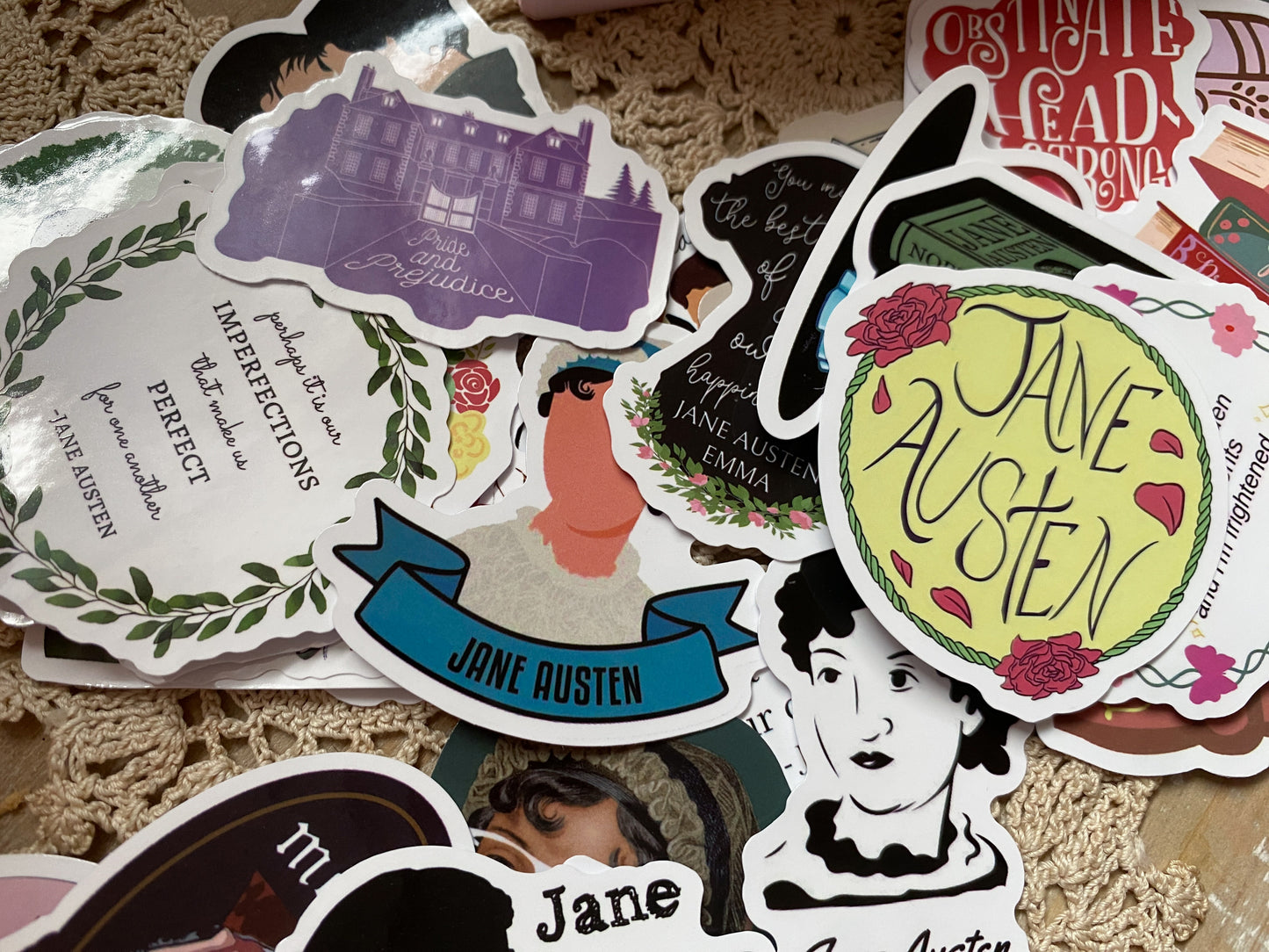 Jane Austen Book Lover Sticker Pack 50 Pc