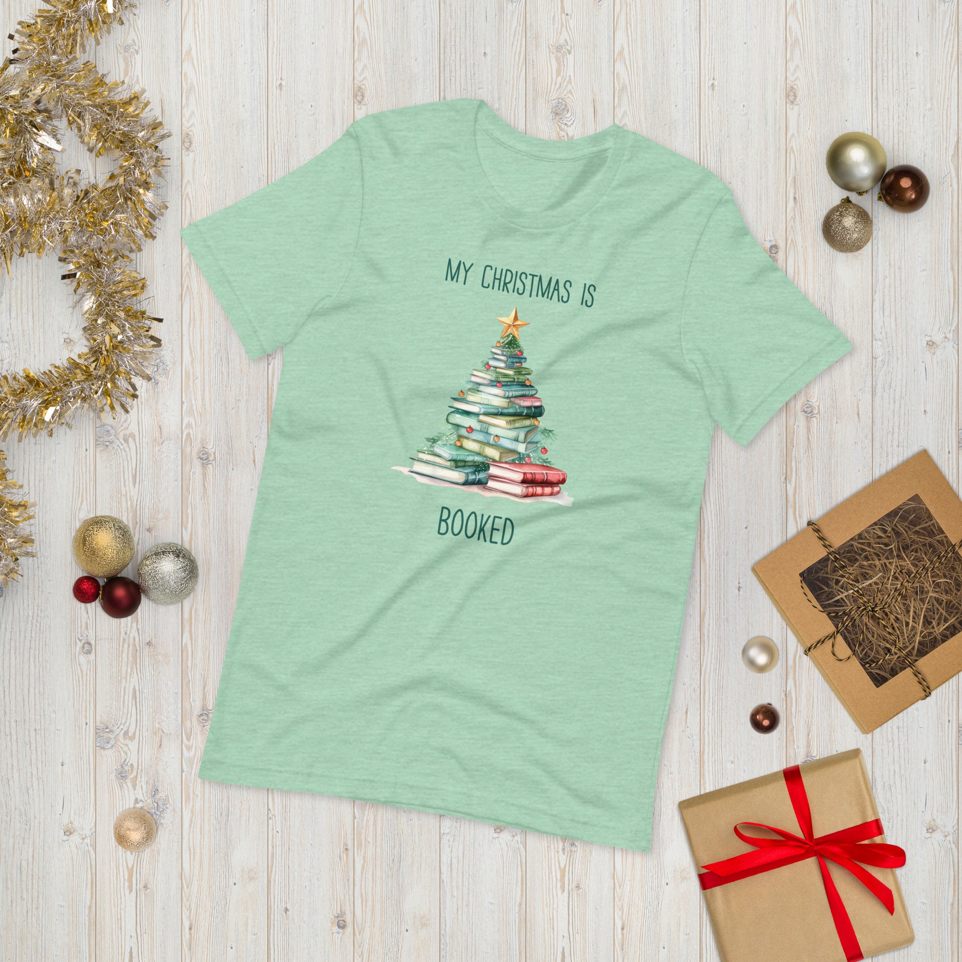 My Christmas is booked heather mint tee