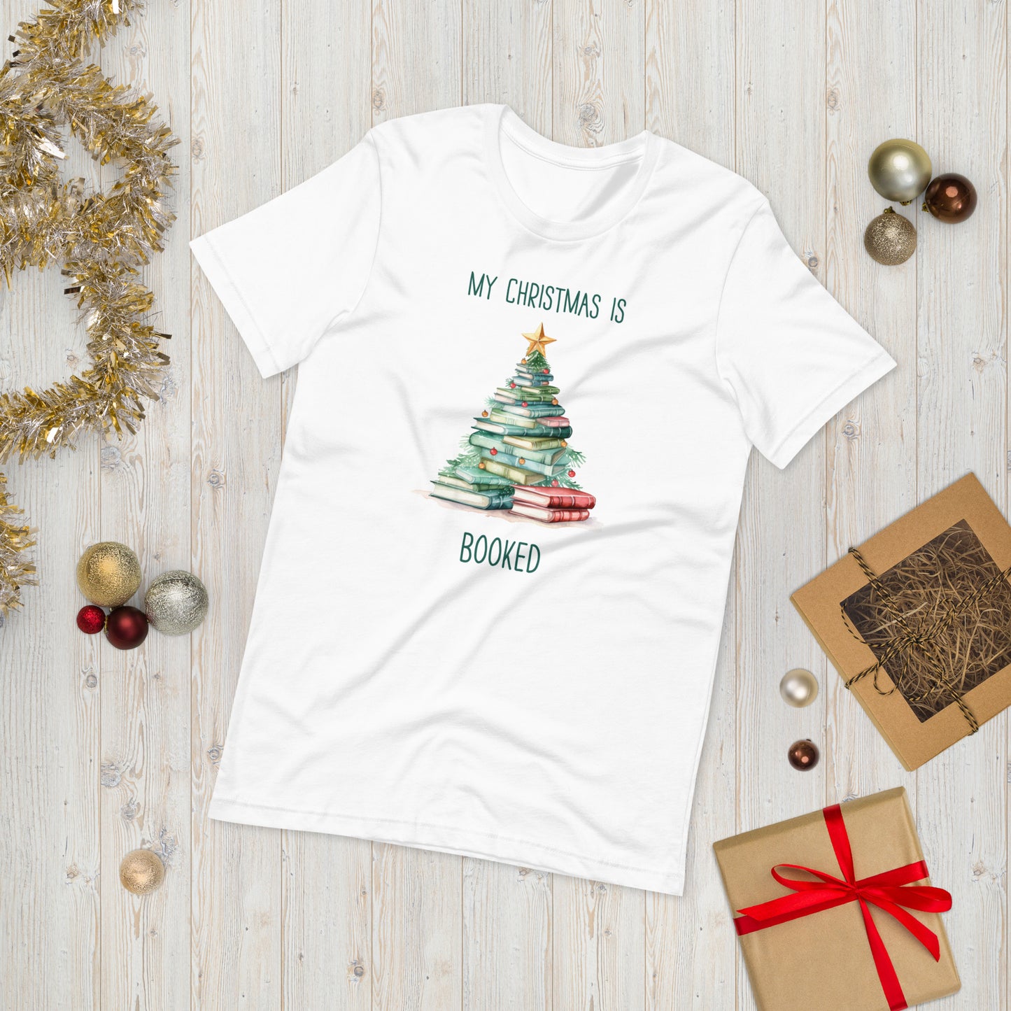 My Christmas is booked white tee