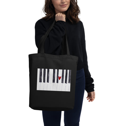 Black bag watercolor piano keyboard graphic 