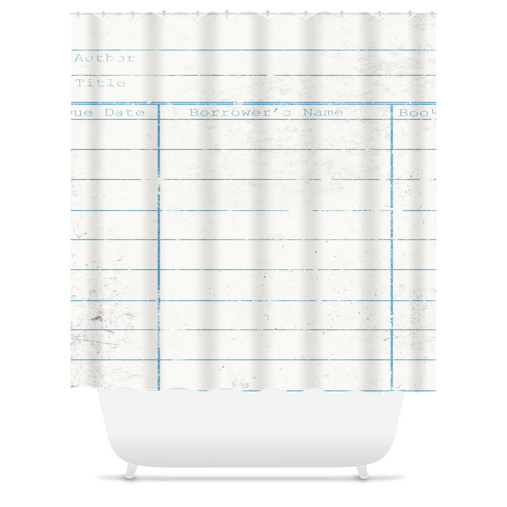 Vintage Library Book Check Out Card Shower Curtain