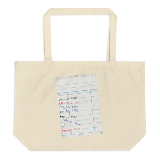 Vintage Retro Library Card  Check Out Card Large Organic Tote Bag